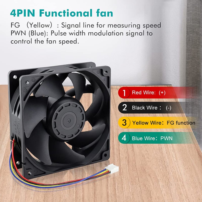 Wathai 12038 120mm x 38mm PWM Computer PC Case Fan 12V 4pin 5300rpm 230 CFM High Airflow Duall Ball CFM FG DC Brushless Cooling Fan - Image 3